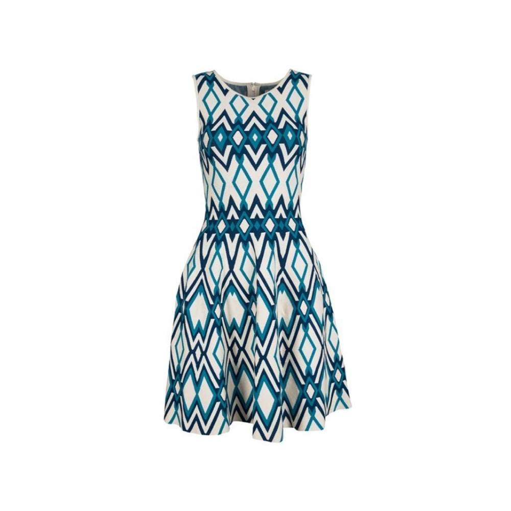 Issa London Graphic Print Knit Dress w/ Flare Skirt  (Size: M-L)